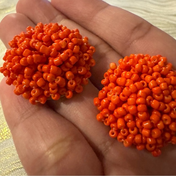 ⚜️3 for $30⚜️ Handcrafted Orange Seed Bead Stud Earring Neon Holiday Vaycay - Picture 6 of 13
